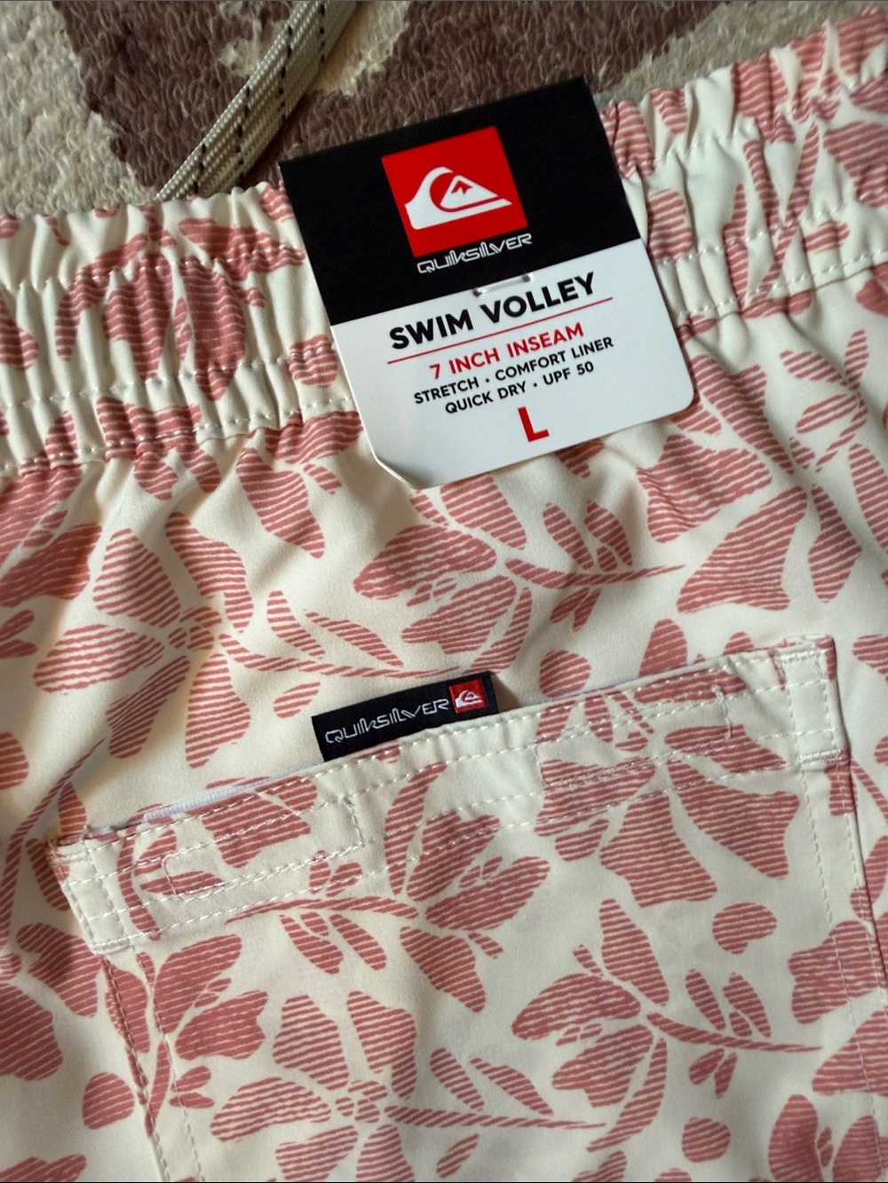 Quiksilver Cream & Pink Floral Board Shorts - Picture 6 of 13